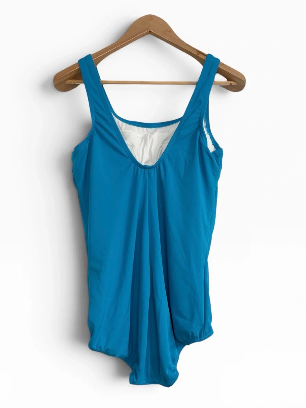 Lands’ End Tugless Mastectomy One Piece Swimsuit Blue Chlorine Resistant 16 NWT